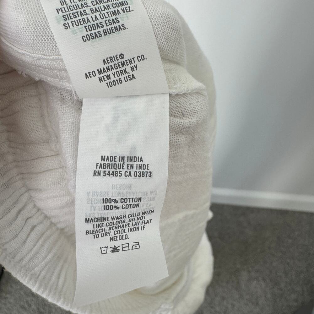 Aerie Women's White Daybreak Trouser Wide Leg Cotton Large NEW - Picture 10 of 12